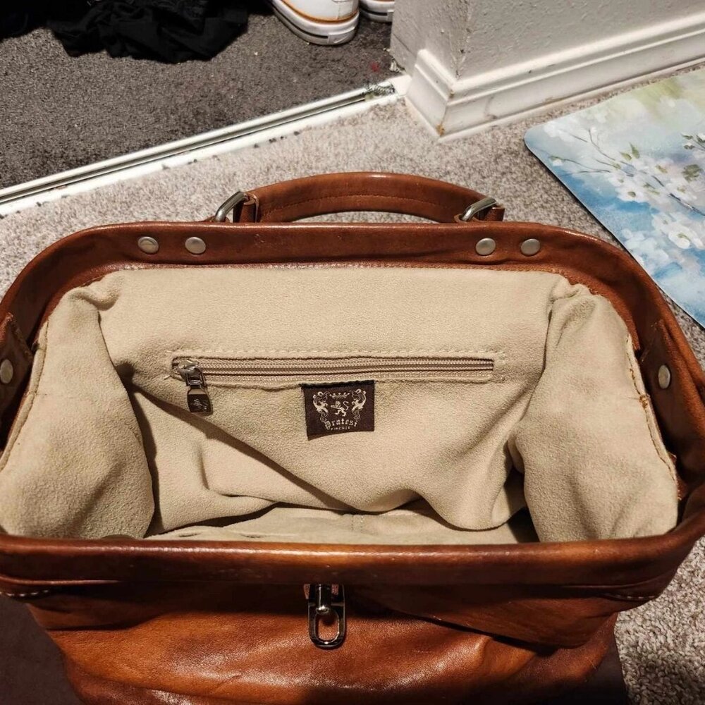Pratesi Firenze Cognac Leather Satchel Shoulder Bag/Purse Made in Italy - Picture 12 of 17